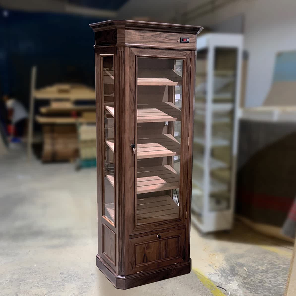 Paris humidor model open showing cedar interior