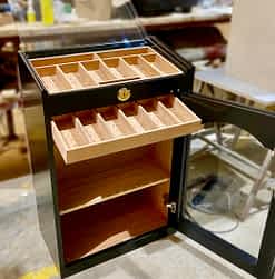 Medium black cabinet humidor model Caribe opened