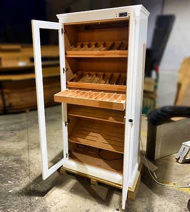 Soberano humidor open showing cedar interior