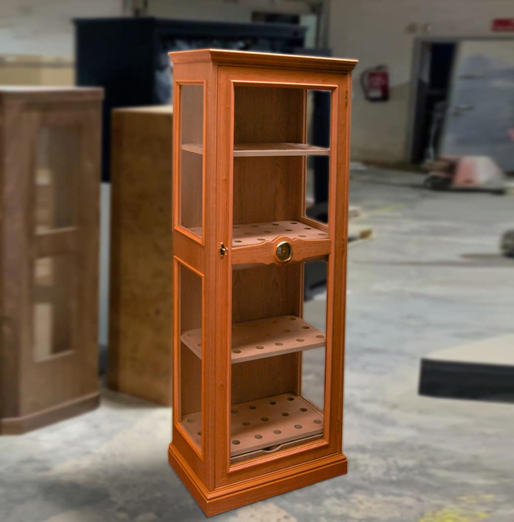 Pegaso humidors with cherry wood glass sides