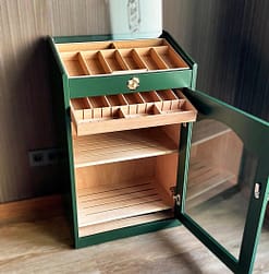 Medium green cabinet humidor model Caribe opened