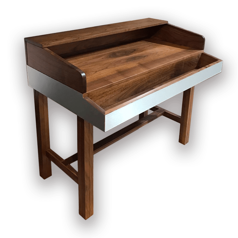 Mesa de torcedor nogal desplegada