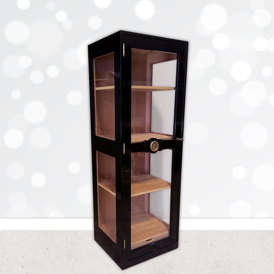 Humidor Glass Imperial black lacquered